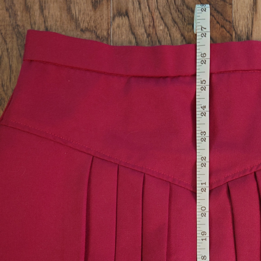 Vintage Maroon Pleated Skirt - Picture 3 of 6